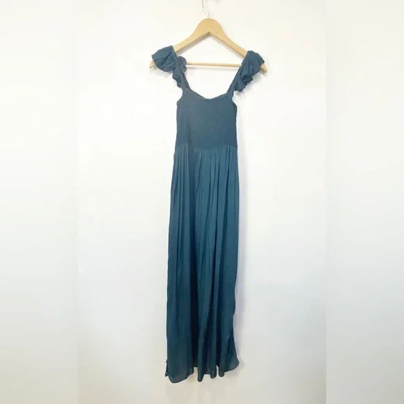 NWT-Boho Me Dark Teal Smocked tank Hi low Sundress SM - Picture 4 of 9